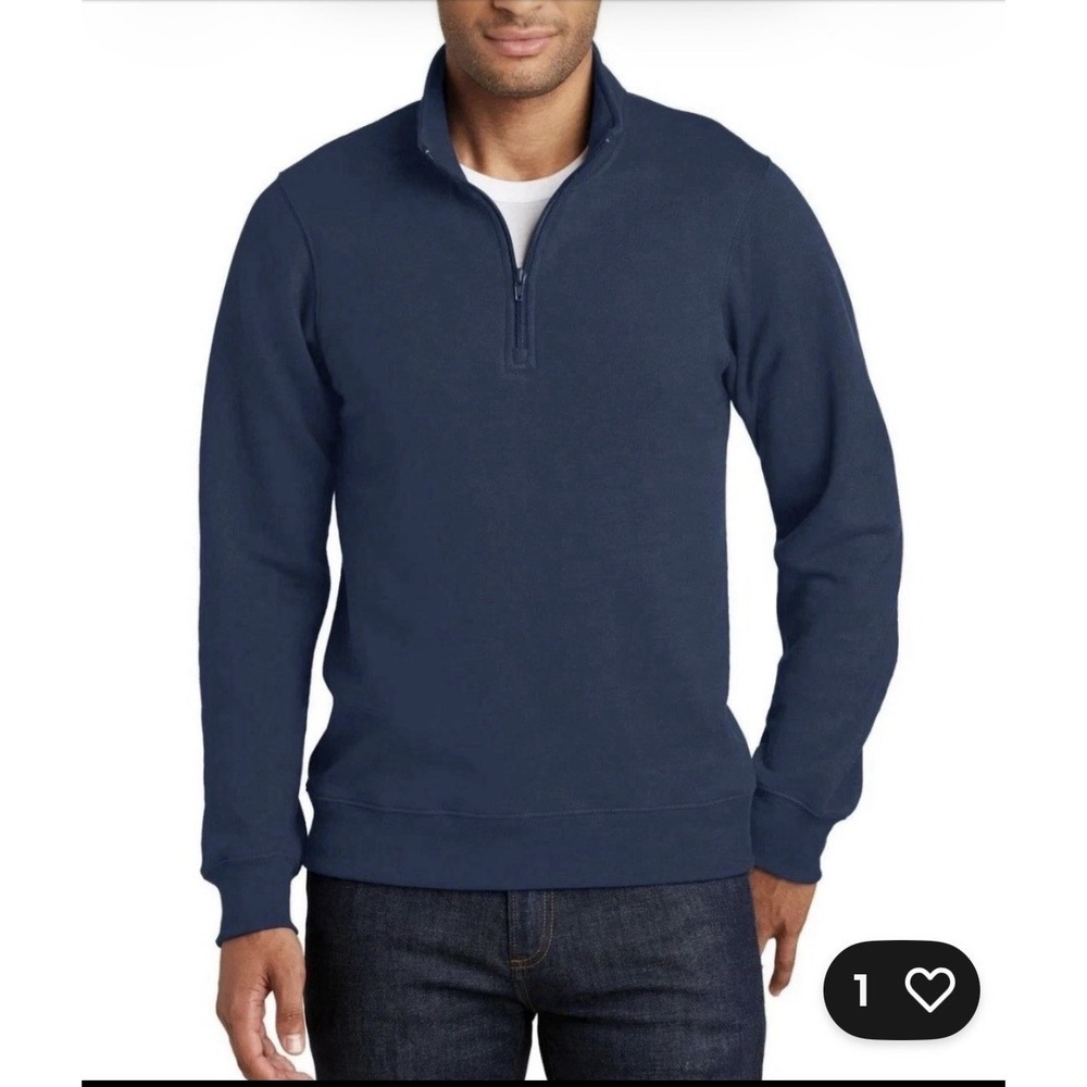 Banana Republic Men's waffle Quarter zip pullover Small  sweater blue. New